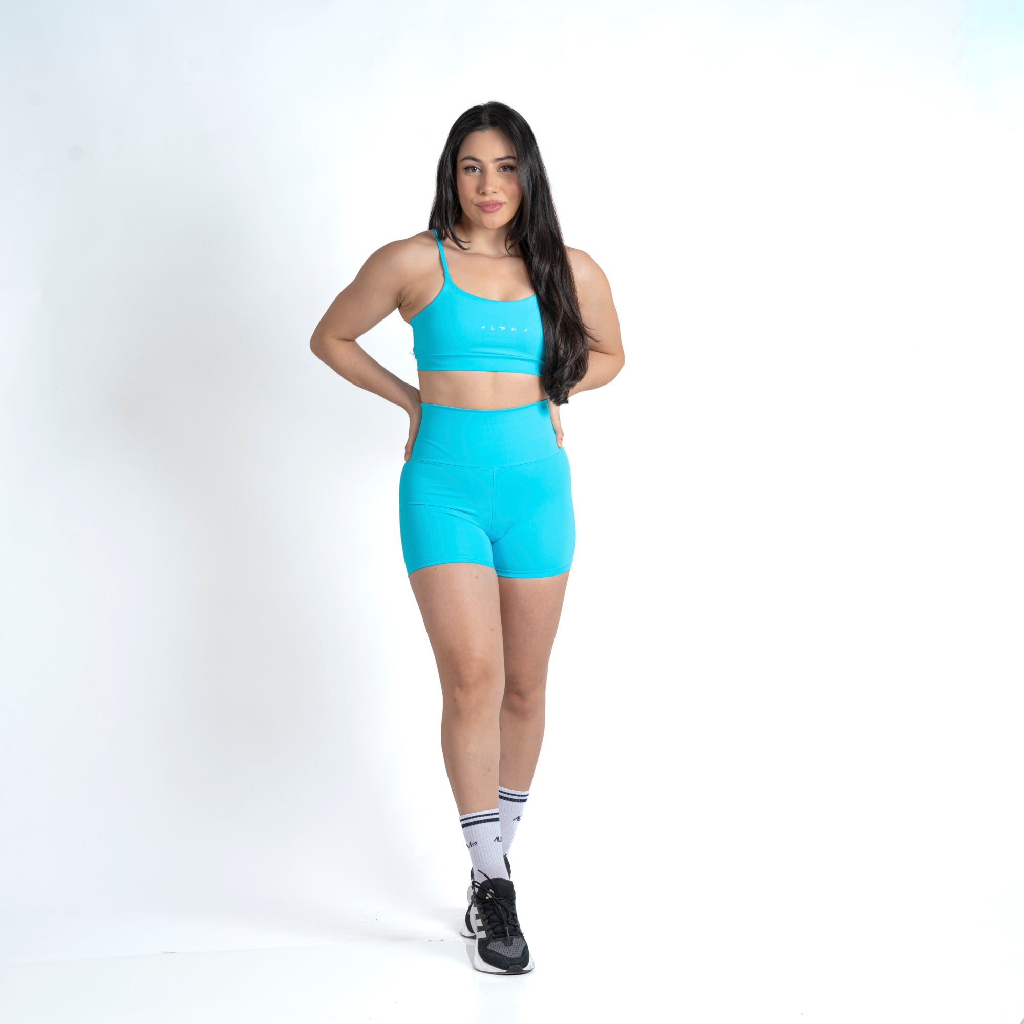 Conjunto Basic Feminino Top e Short - New Horizon Azul Piscina